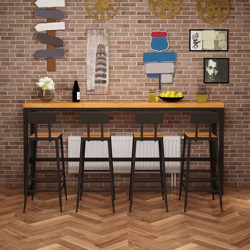 Contemporary Rectangle Bar Set 1/5 Pieces Solid Wood Pub Dining Set for Dining Room