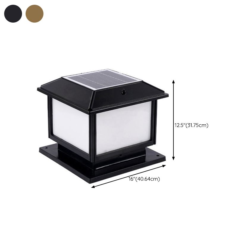 Rectangle Shape Metal Outdoor Lamp Modern Style 1-Light Solar Pillar Light
