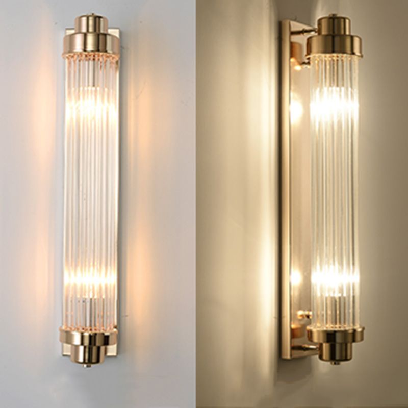 Crystal Gold Wall Light in Modern Concise Style Wrought Iron Rectangular Wall Sconce for Living Room