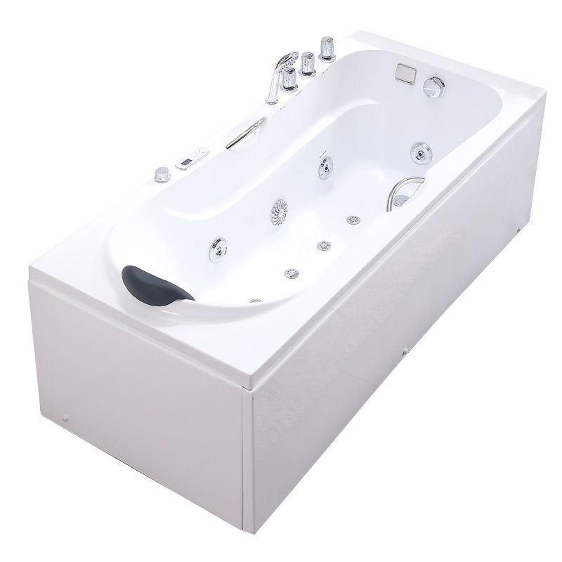 Modern Acrylic Rectangular Bathroom Bathtub with Drain White Tub