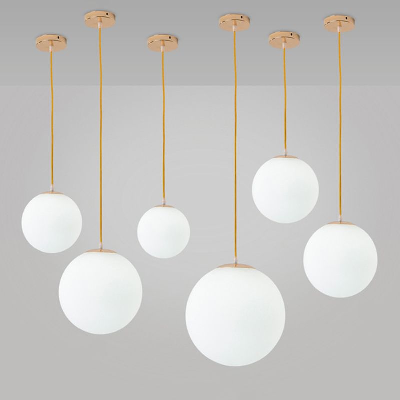 Globe Ceiling Pendant Light Simplicity Glass Dinning Room Pendant Light Kit in White