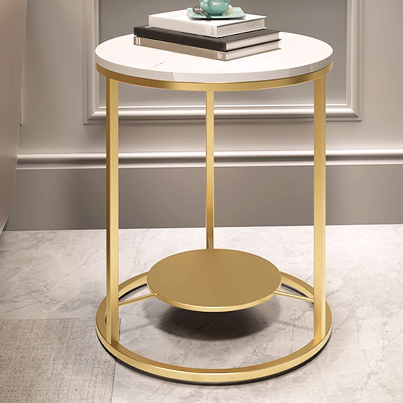 Modernistic Metal Frame Nesting Tables Slate Top Round End Table