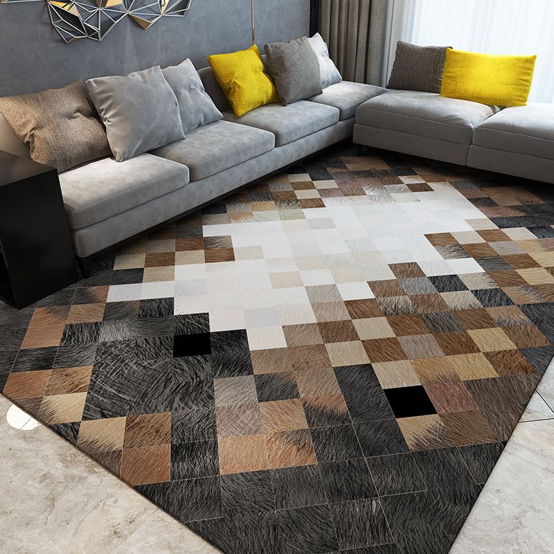 Modern Living Room Rug Multi-Color Geometric Print Carpet Non-Slip Backing Washable Indoor Rug