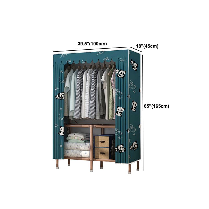 Brown Metal Frame Wardrobe Armoire Modern Folding Wardrobe Cabinet