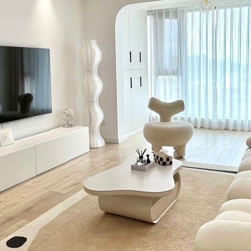 35" Wide Contemporary Cocktail Table White Single Coffee Table