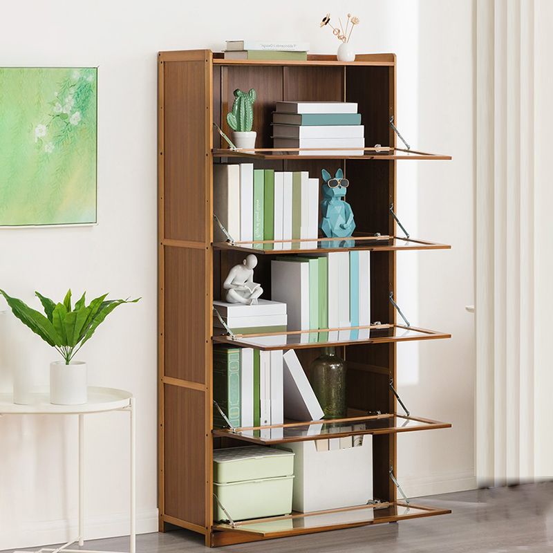 Modern Bamboo Barrister Bookcase Closed Back Bookcase for Home Office