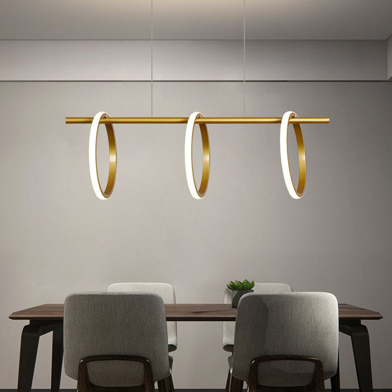 Modern Minimalism Linear Island Pendant Lighting LED Metal  Ring Island Ceiling Light for Living Room