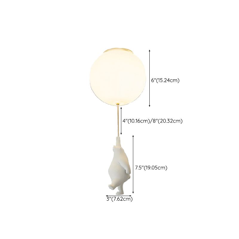 Contemporary Bear Ceiling Lamp Acrylic Shade Flush Mount Light Fixture