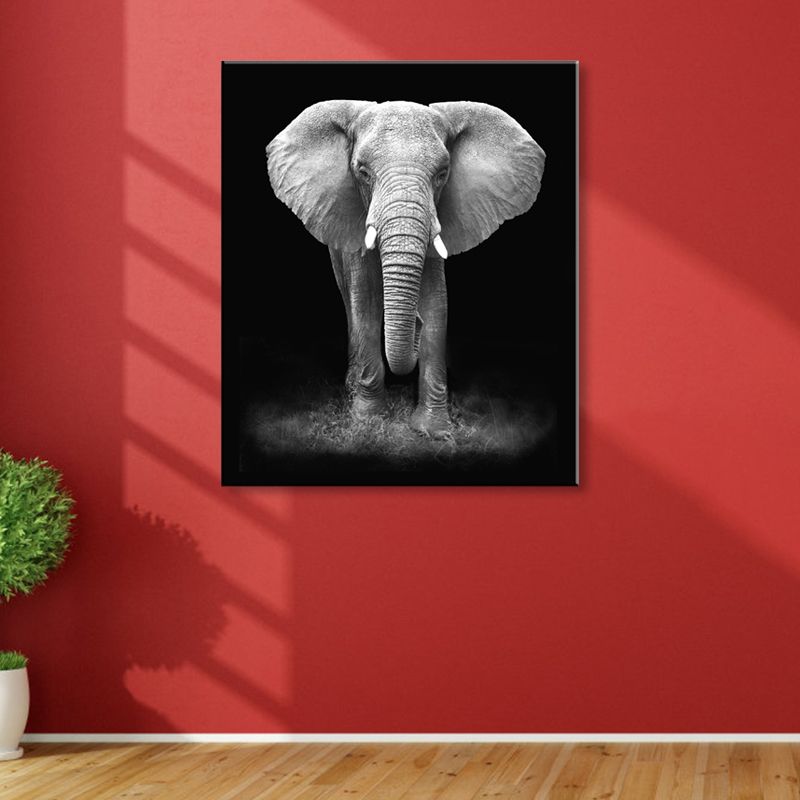 Olifant wanddecoratie eigentijds getextureerd familiekamer gewikkeld canvas in zachte kleuren