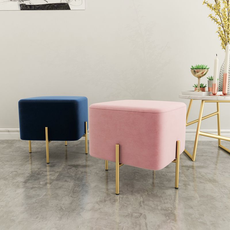 Leisure Velvet Pouf Ottoman Plain Square Water Resistant Ottoman Taverna