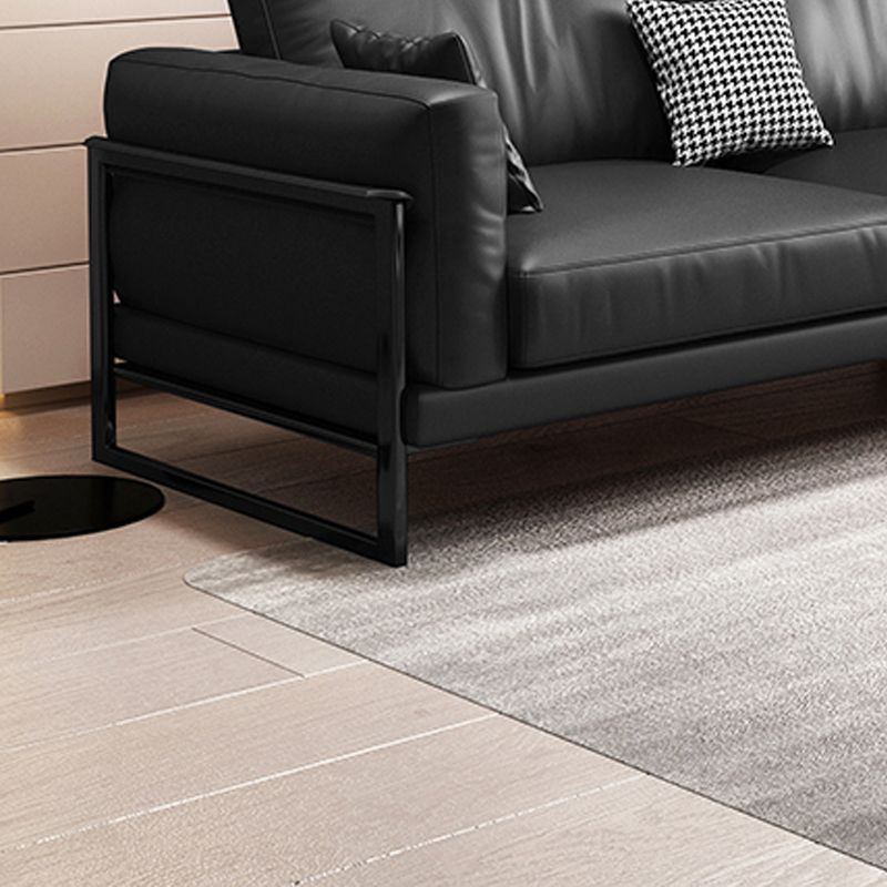 4 Seater Leather Sofa 36.22" Wide Square Arm Sofa for Living Room