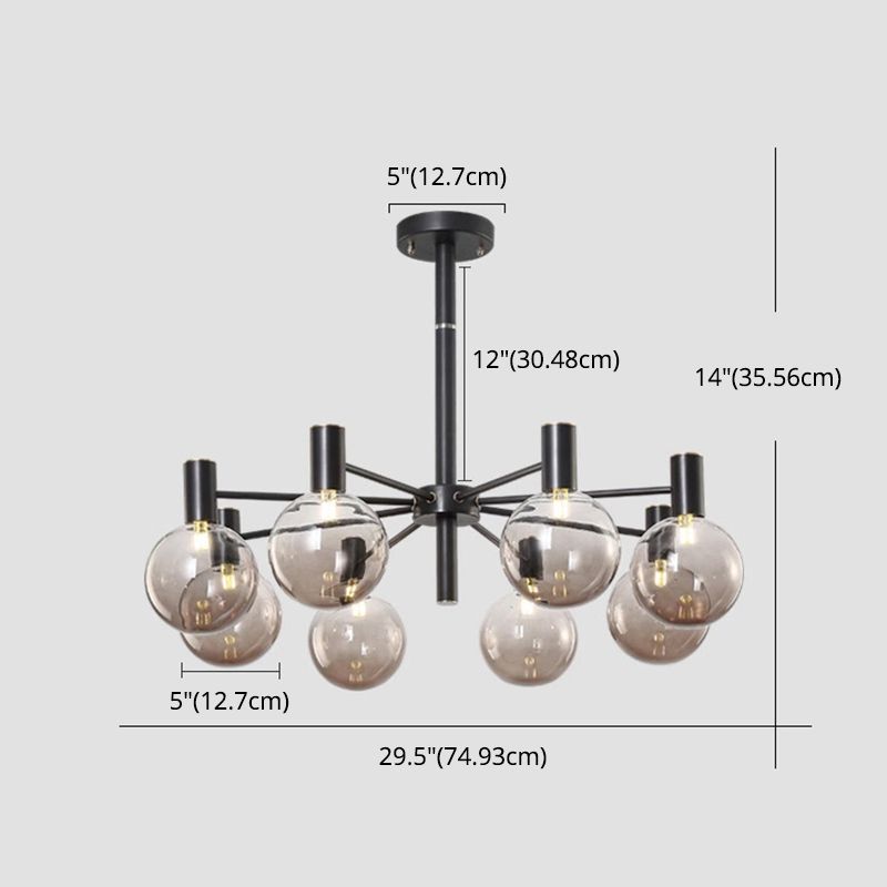Modern Style Clear Glass Ball Chandelier Light Simplicity Multi Lights Suspension Lamp for Dining Room