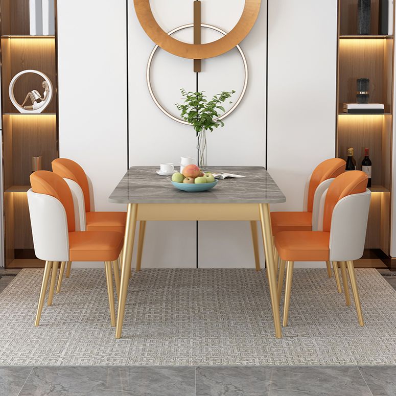 Contemporary Rectangle Dining Table Set 1/2/5/7 Pieces Stone Top Dinette Set