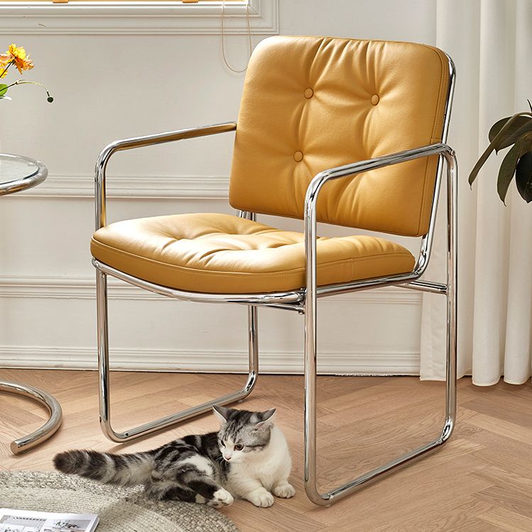 Minimalist Style Upholstered Arm Dining Chairs Solid Back Dining Side Chairs