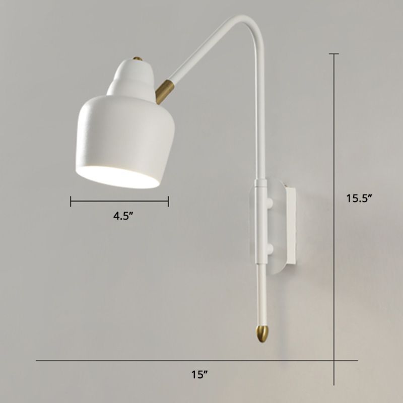 Swivel Shade Wall Mount Light Minimalist Metal 1 Bulb Bedside Reading Lamp with V-Shaped Arm