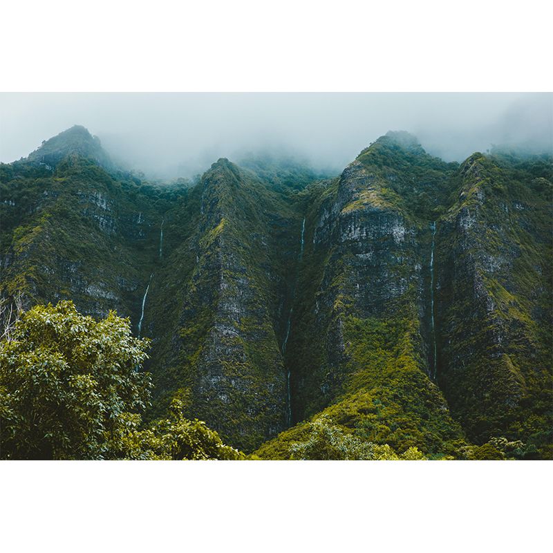 Huge Mountain Wall Mural Wallpaper Modern Style Mildew Resistant Wall Covering