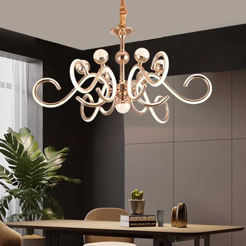 Accesorios de iluminación de lámpara de estilo posmoderno araña colgante de metal en oro