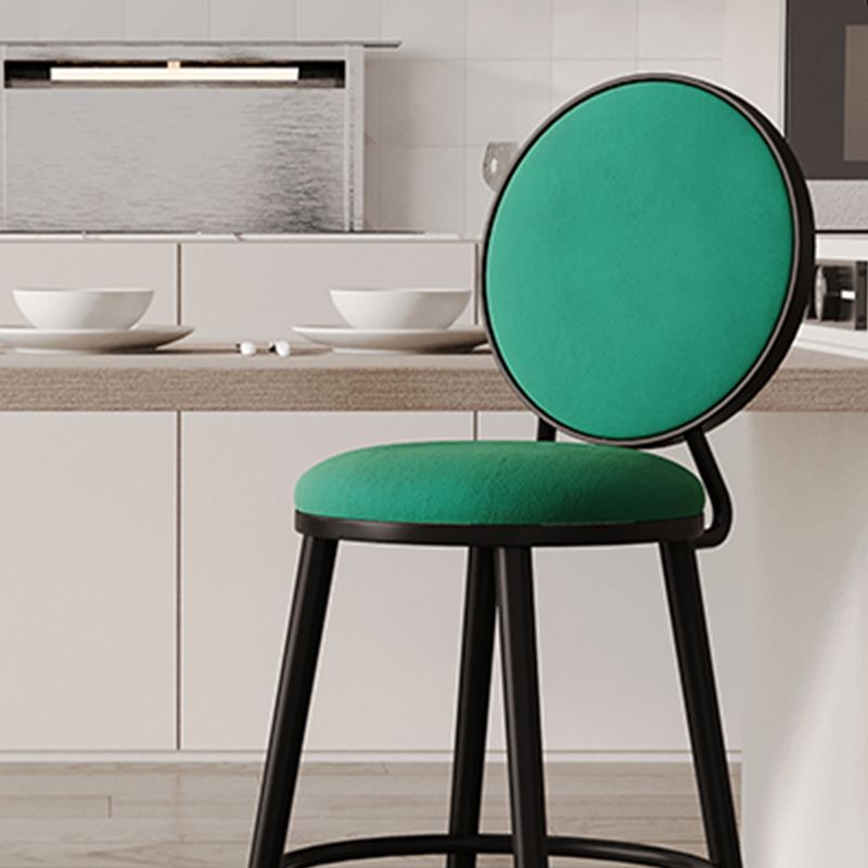 Industrial Backrest Counter Stool Iron Bar Stool with Cushion and Pedal for Kitchen