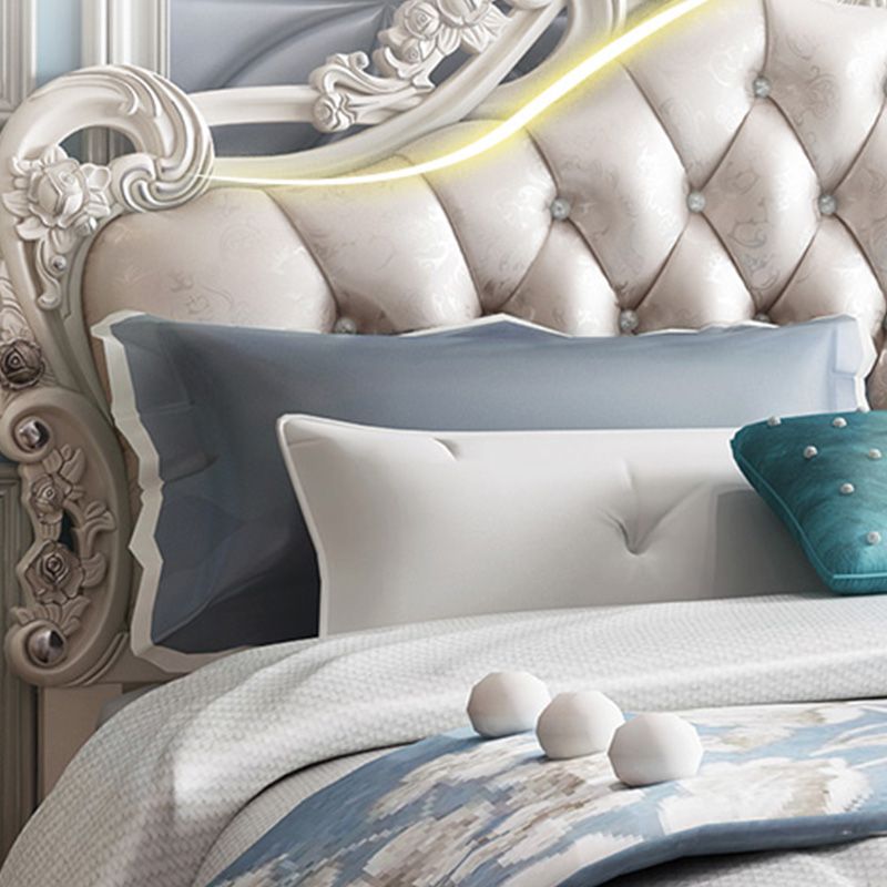 Faux Leather Panel Bed Victorian Standard Bed with Headboard and Footboard