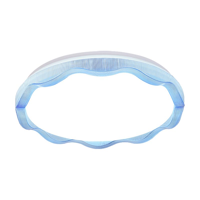 16"/19.5" Wide Simple Style Scalloped Ceiling Lamp with Acrylic Diffuser White/Blue/Gold Bedroom Flush Light Fixture in Warm/White