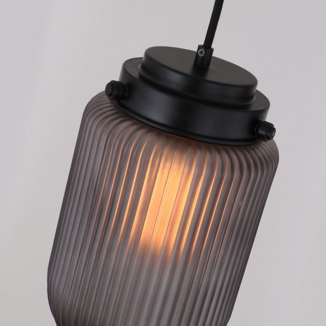 Rippenglas ovaler Anhängerlampe postmoderne 1-Licht-Deckenleuchte für Esszimmer