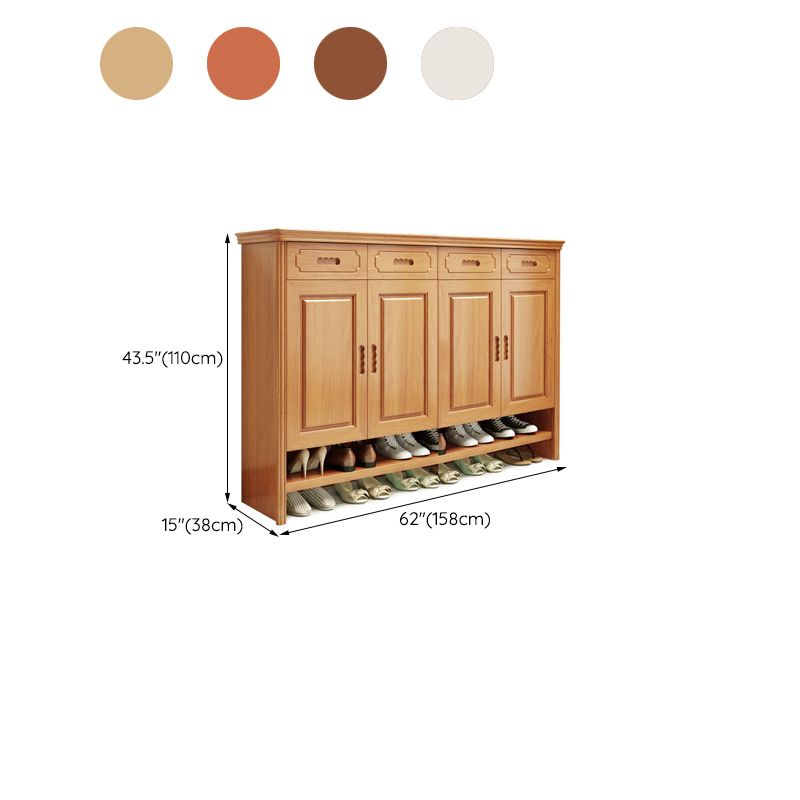 Mid-Century Modern Accent Cabinet Rectangle Solid Wood Grooves With Doors Cabinet