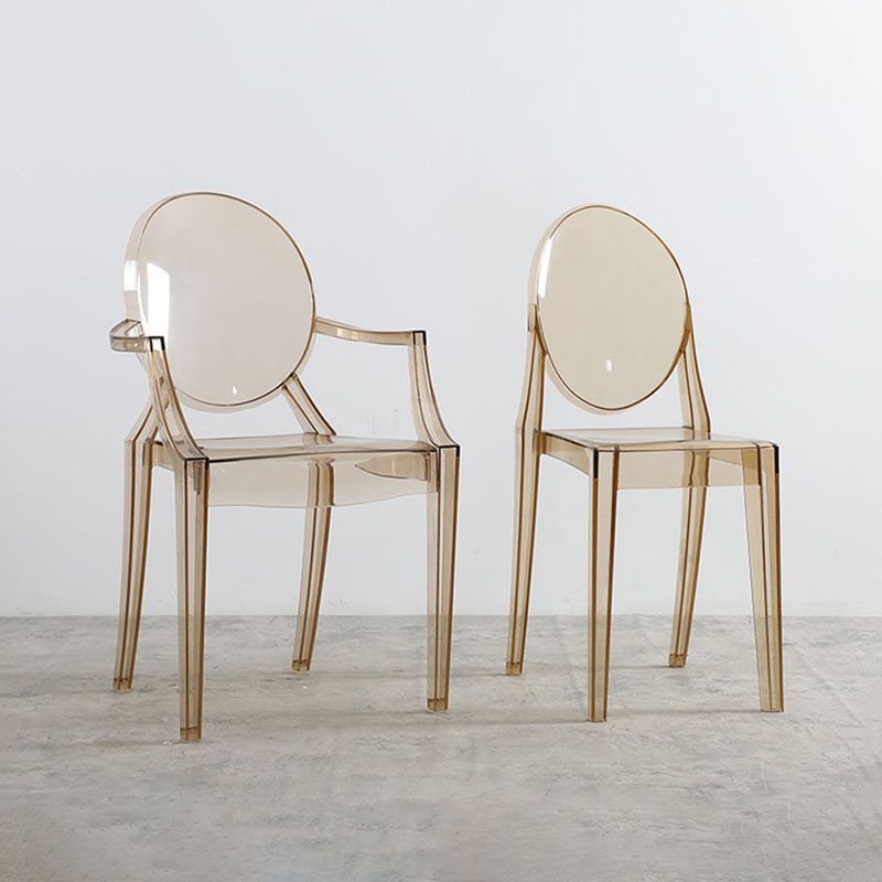 Plastic Dining Chair Scandinavian Arm Open Back Side Chairs for Home