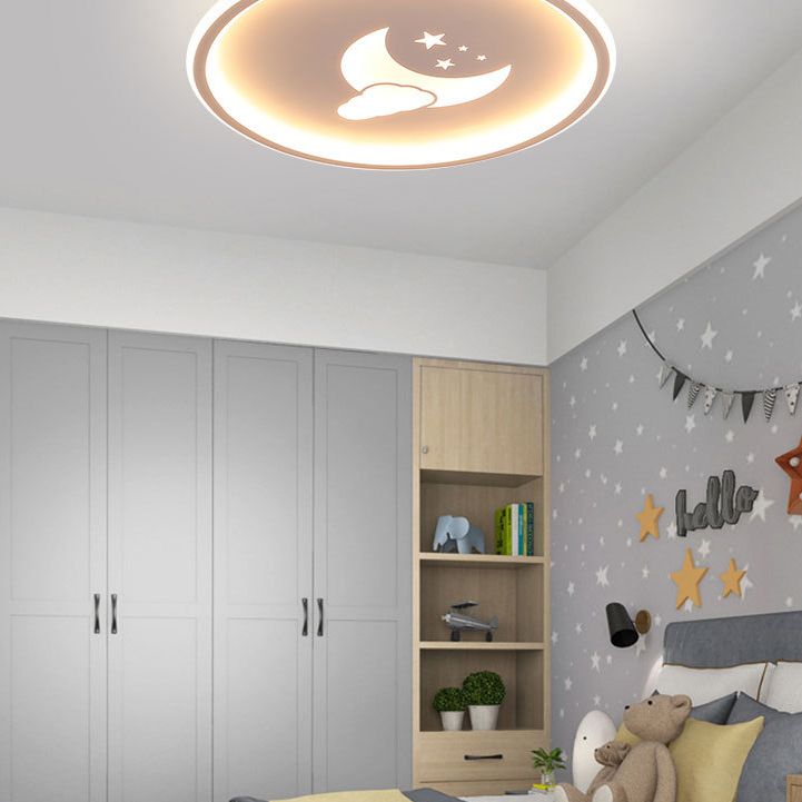 Lámparas de luz de Luna y estrella 1 lámparas modernas de techo de dormitorio incorporadas de metal ligero