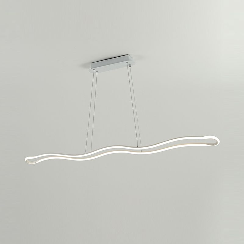 Minimalism LED Hanging Light Waves Metal Island Light Fixture for Dining Room