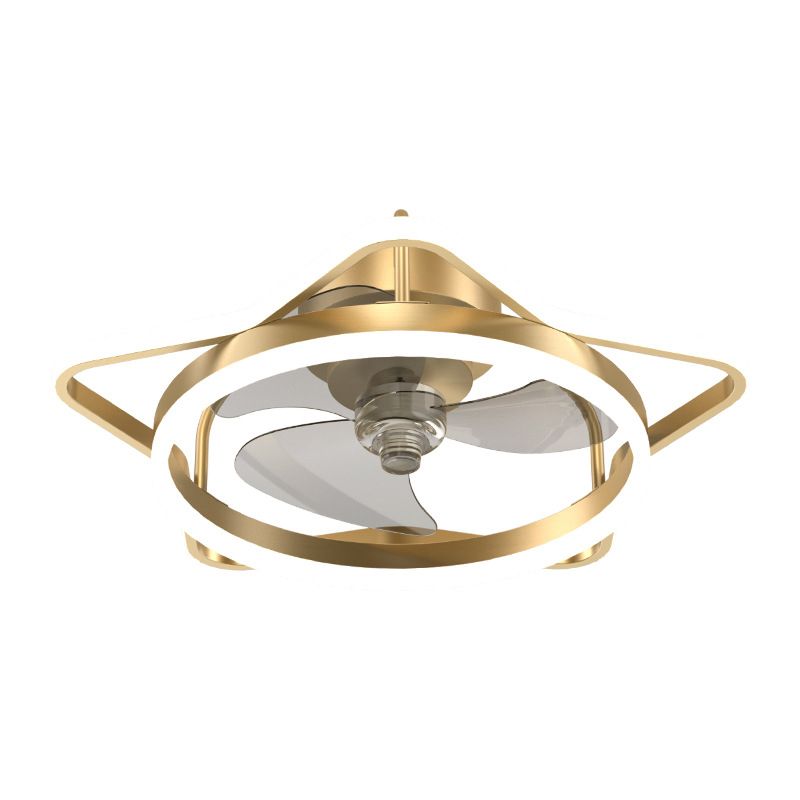 3-Blade Children Ceiling Fan Metallic Black/Golden Fan with Light for Dining Room