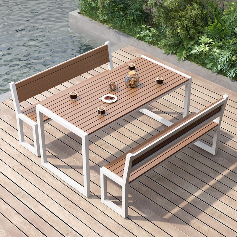 Modern Rectangular Picnic Table 1/3 Pieces Reclaimed Wood Dining Picnic Table