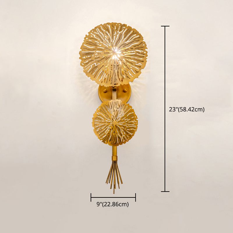 Gold Lotus Shape Wall Light in Modern Creative Style Electroplate Iron Wall Lamp for Interior Spaces
