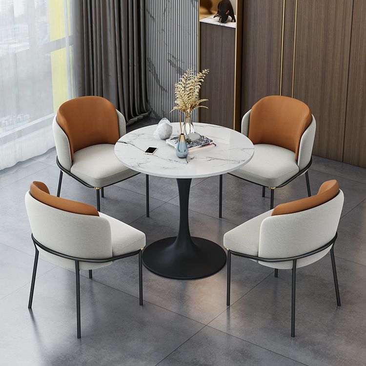 Contemporary Sintered Stone Dining Table Set Round 1/2/4/5 Pieces Dining Set