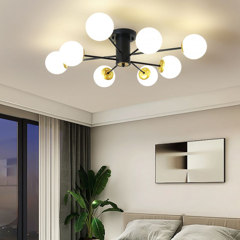 Nordic Style Iron Ceiling Light Ball Shape Shade Ceiling Lamp for Bedroom