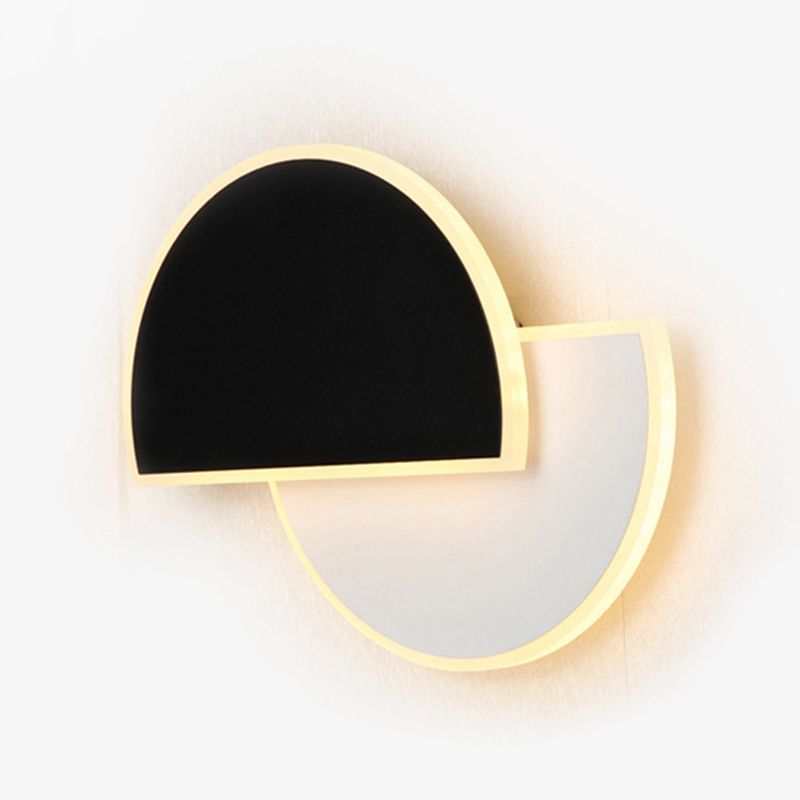 Semicircle Shape Wall Lamp Modern Style Acrylic 1 Light Sconce in White and Black