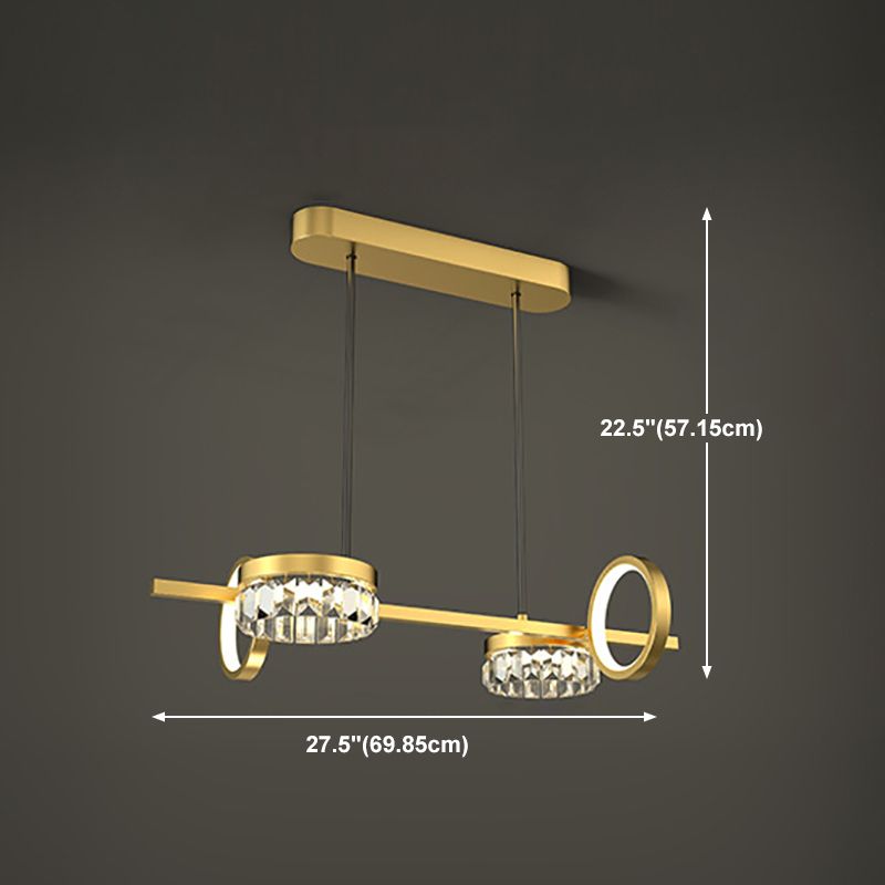 Gold Loops Island Light Postmodern LED Crystal Suspension Light for Dining Room
