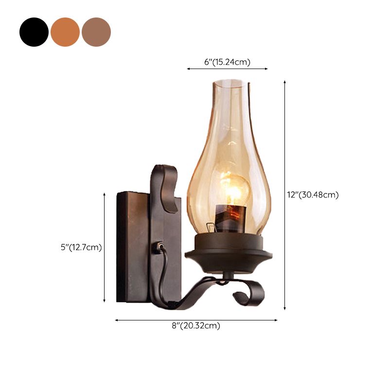 Regular Shape Wall Light Modern Style Glass 1 Light Wall Lamp in Bronze and Copper