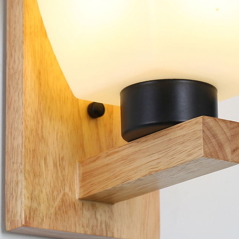 Wood Geometric Wall Light Nordic White 11.5" Wide Wall Sconce for Living Room