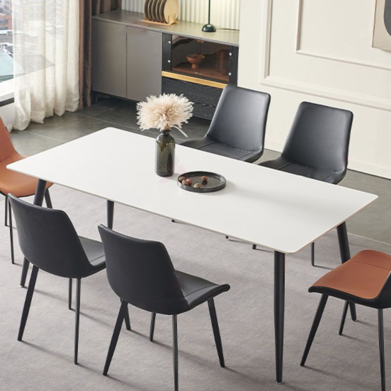 Industrial Kitchen Dinner Table Stone Rectangle 4 Legs Dining Table