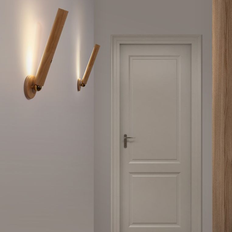 Lámpara de pared LED de madera maciza de 360 ​​° de 360 ​​° Cargo USB de estilo moderno de estilo cilíndrico para la cama para la cama