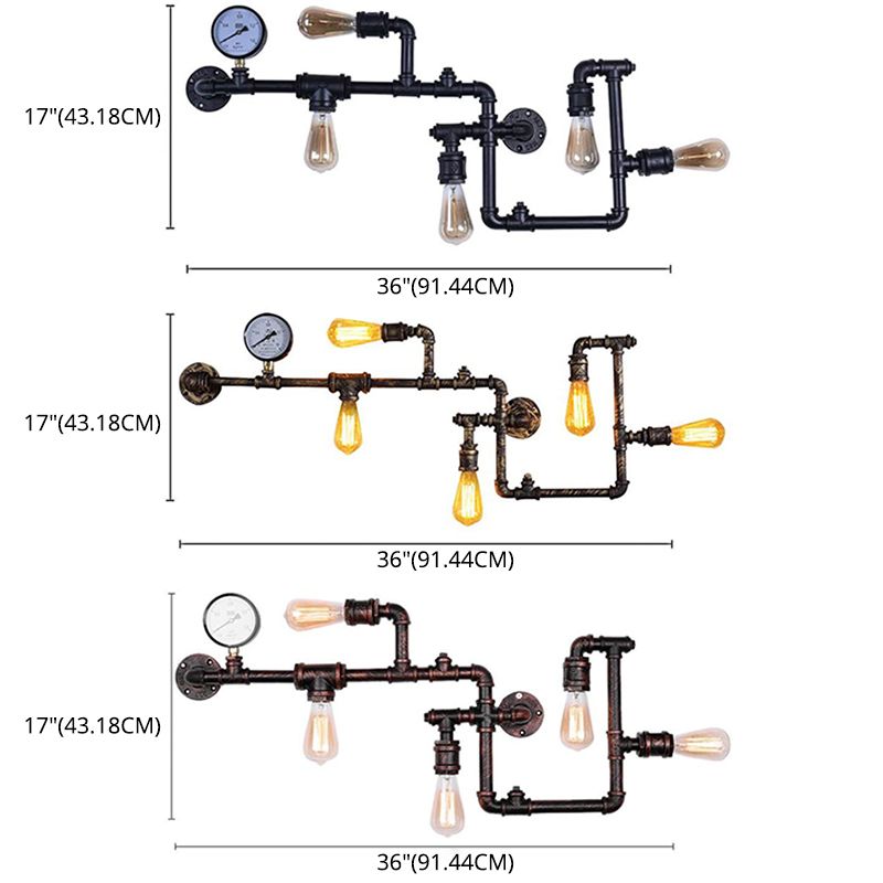 5 Leichtwerte verdrehte Pfeifenwandleuchten Industrial Loft Vintage Wall Lighting Ideen für Esszimmer