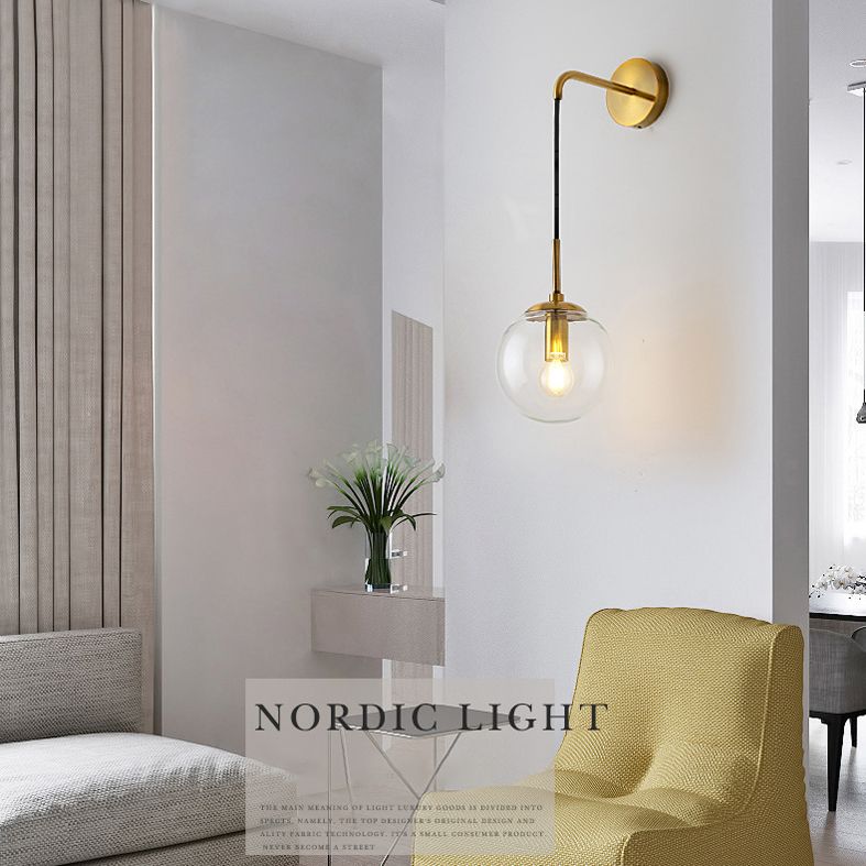 Smoke Grey Globe Glass Sconce Light Modern Style Minimalism 1-Light Wall Mount Lamp for Bedroom