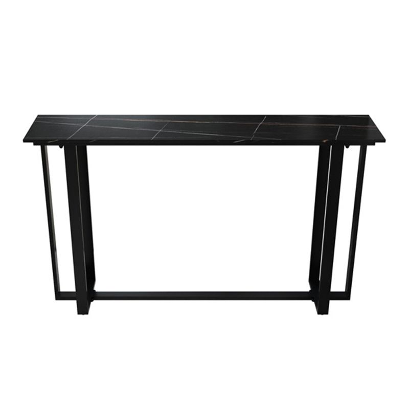 Sintered Stone Bar Table Black and Metal Base Bar Table for Kitchen Living Room