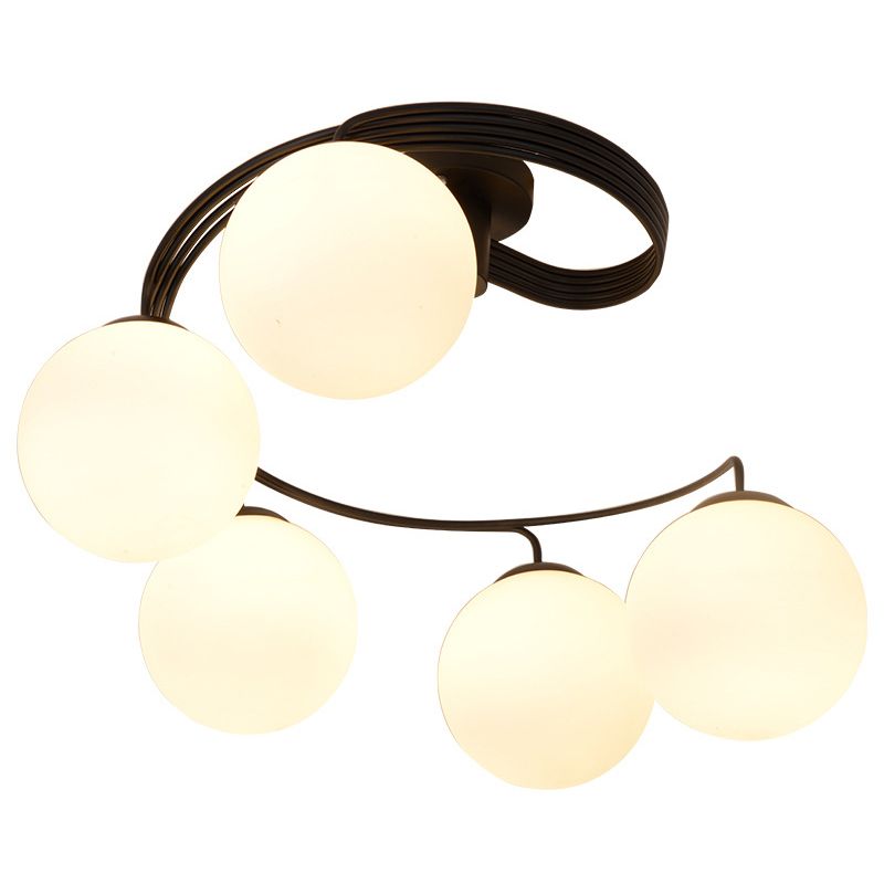 Luminaires semi-encastrés à billes, luminaire de plafond en verre opale moderniste pour chambre à coucher