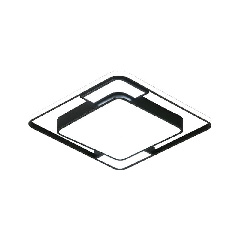 Square/Round/Rectangle Acrylic Ceiling Flush Nordic Black LED Flush Mount Recessed Lighting in White/3 Color Light