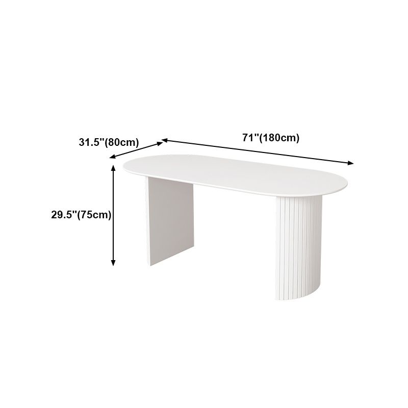 Solid Wood White Dining Table Simplicity Double Pedestal Table for Dining Room