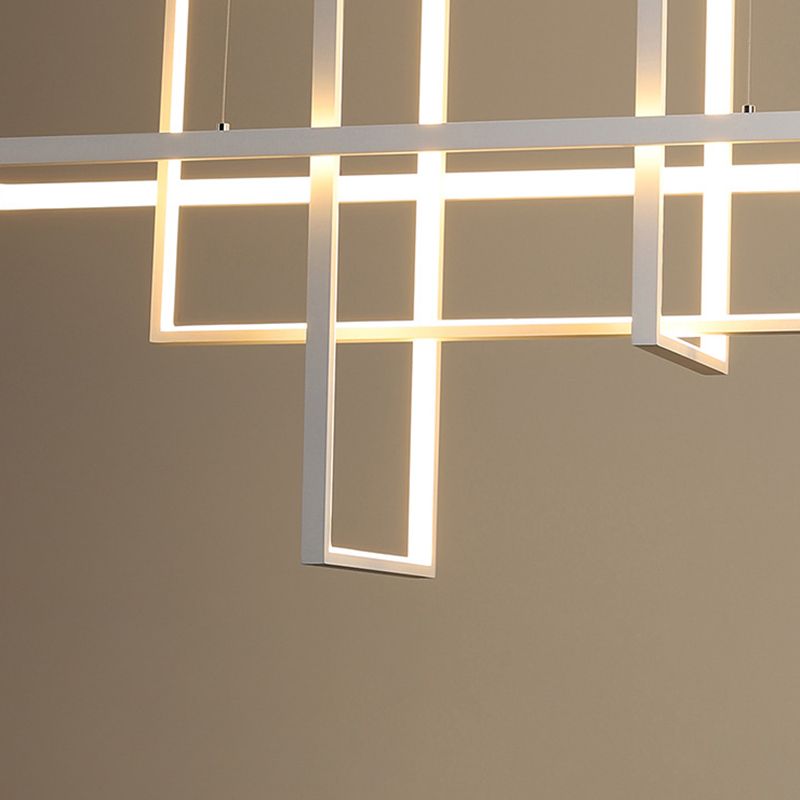 Modern Rectangle Hanging Chandelier Metal Pendant Light Kit