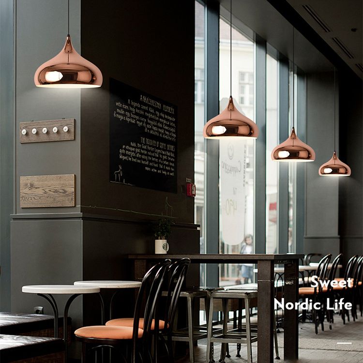 Postmoderne 1-Licht-Hanglampe Roségold geometrischer Anhänger Licht mit Metallschatten