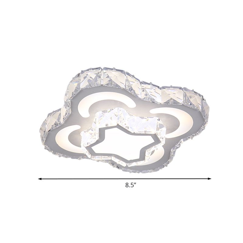 Moderne gebogene quadratische Flush Beleuchtung Kristallblock LED Schlafzimmer Flush montiert Lampe in Weiß