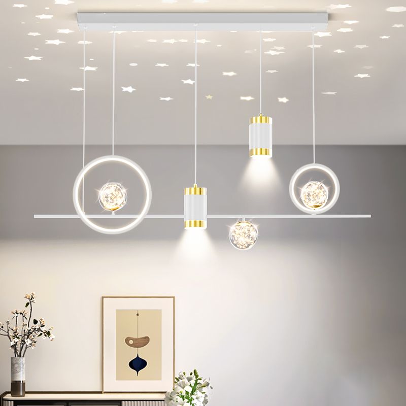 Modern Metal Ceiling Light Circle Shape Island Light with Acrylic Shade for Living Room